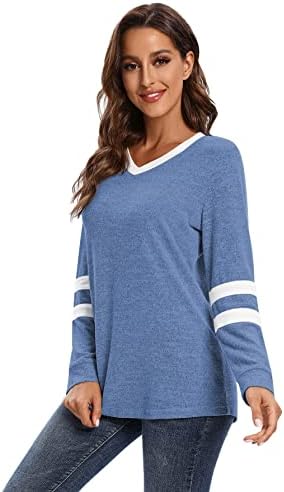 Ženske košulje s dugim rukavima V izrez slatka pulover Dukseri za žene labave fit