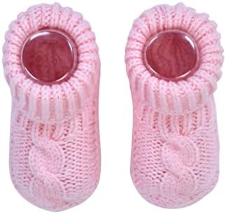 Prvi koraci Pleteni BANNNET BOTNETSKE I NOFANTNE SOCKE, tople čizme i beanie s pompomom za djevojčice, 0-6 mjeseci