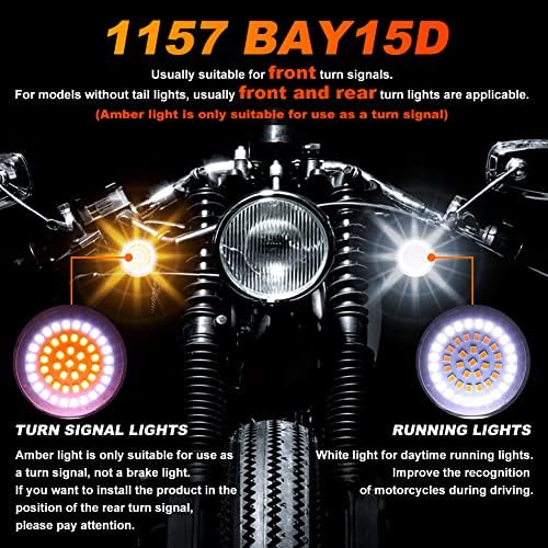 Yideer 2kom 2 Bullet 1157 LED pokazivači pravca svjetlo Amber Bijela 48-SMD svjetla za vožnju pogodna za Harley Sportster Softail Touring Dyna