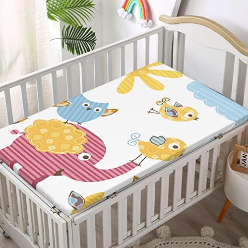 Opremljeni mini listovi sa rasadnicima, prenosivi mini listovi krevetića meka i rastezljivi krovni lim za krevetić sa krevetom ili krevetom za krevet, 24 x38, beba plava marigold ružičasta