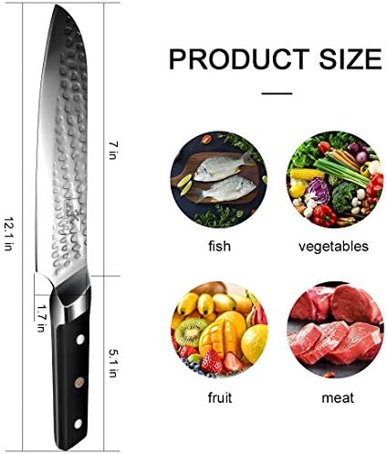 Sawkit kuharski nož 7-inčni Pro kuhinjski nož, sa završnom obradom čekića - Ultra oštar, kvalitetan,