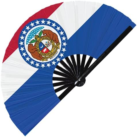 Missouri Flag Američka država sklopiva ručni ventilator, američka država zastava veliki bambus ručni ventilator, najbolji izdržljivi satenski UV otporni