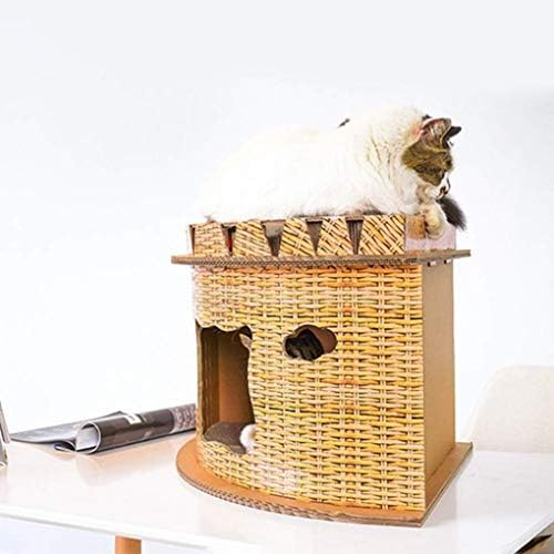 RUIXFLR podloga za grebanje za mačke reciklirajte Corrugate mačiće Scratcher House s interaktivnom igračkom,