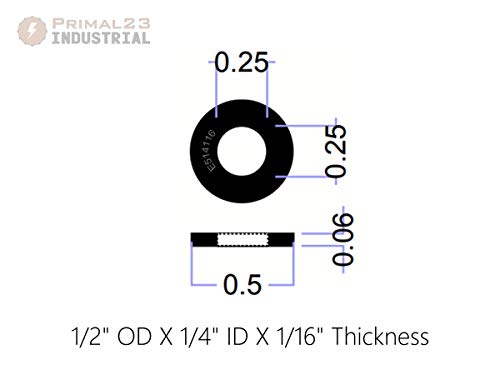 Neoprenske gumene podloške otporne na ulje 1/2 od x 1/4 ID x 1/16 Debljina - 60 Duro - Primal23 industrijski brend - Endeavour serije gumene podloške