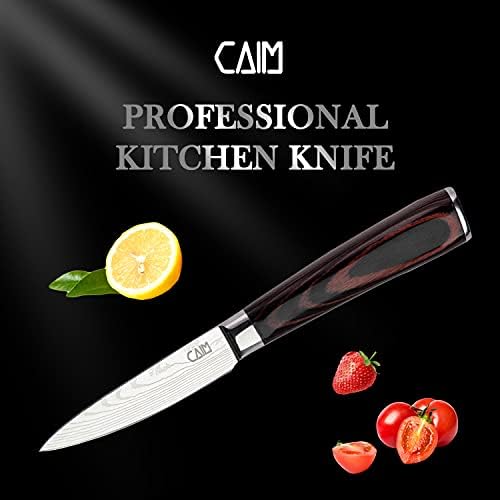 CAIM nož za čišćenje 3,5 inča karbonski Nerđajući čelik oštar kuhinjski nož za domaće mesare & amp; profesionalno sečenje seckanje piling povrće voće meso-ergonomska ručka kuharski noževi