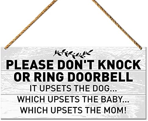 Znak za spavanje beba za ulazna vrata, uznemirava mamu za psa, upozorenje za psa bez traženja znaka za uređenje doma, Čuvajte se znaka psa za uređenje dvorišta ograde kapije, poklona za tuširanje beba za novu mamu