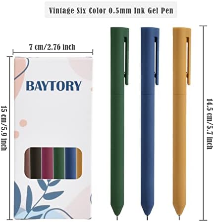 BAYTORY 12kom Gel olovke u boji, razne jedinstvene Vintage & pastelne boje mastila, brzo suha olovka sa mastilom Fine Point 0,5 mm glatko pisanje za školske potrepštine za bilježenje dnevnika