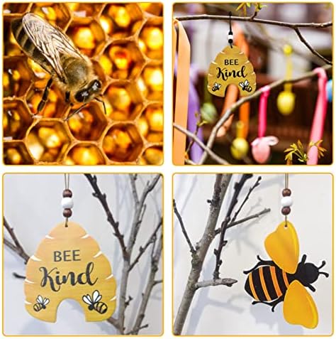 Uoienrt 6pcs Ornament ornament saće ornament drvene pčele za saće pčelinje vješanje dekora savršeno za zabavne poklone Božićni kućni ljubimci Dekor Festival ukrasi