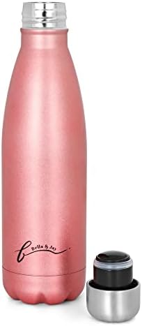 BELLA & JAY izolirani dvostruki zidni vakuumski boca od nehrđajućeg čelika, 17 oz Thermo Cola u obliku topline ili hladne napitke - ružičasto zlato