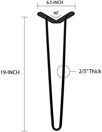 WELLAND 19 satenske Crne ukosnice metalne noge prečnika 1/2 Set od 4 sa besplatnim šrafovima za kućne DIY projekte za namještaj