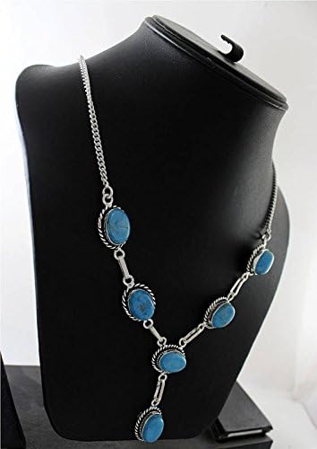 Plava tirkizna ogrlica od tirkiznog agata Srebrna prekrivanja modni nakit Dizajnerski izveštaj