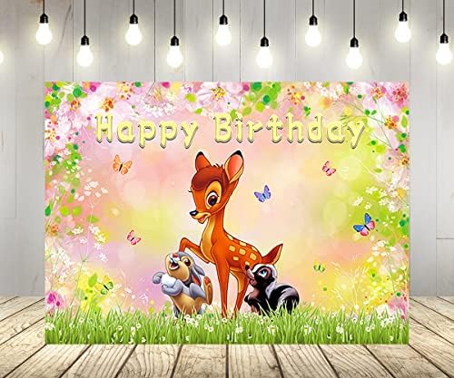 Proljetna pozadina za rođendanske zabave Bambi Baby baner za tuširanje za rođendanski ukras za rođendan 5x3ft
