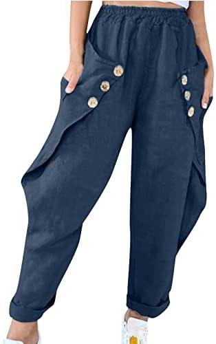 Miashui plus veličine pantalone za žene modne žene labave čvrste pamučne velike džepove casual