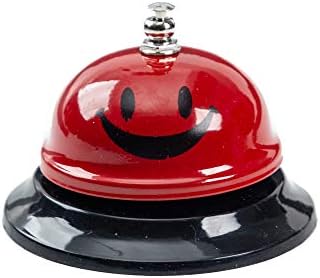 Azijski kućni poziv zvono, 3,35 inčni promjer, metalno zvono, crveno smajsto lice, stol zvono zvono za hotele, škole, restorane, recepcije, bolnice, crveno