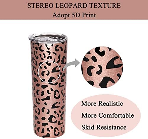 PRAGDUCT 20oz Leopard Tumbler, Cheetah Print pokloni za žene Leopard kafe Cugs sa poklopcem, termo Skinny