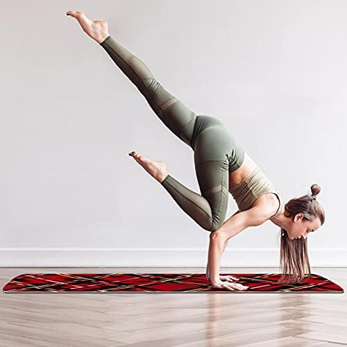 Debela neklizajuća Vježba & amp; fitnes 1/4 prostirka za jogu sa crvenim kariranim printom za Yoga Pilates