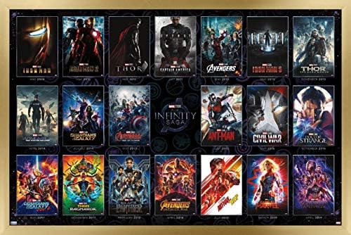 Trendovi Međunarodni Marvel Avengers: Infinity Saga-zidni Poster od jedne mreže, 22.375 u x 34 in, verzija u crnom
