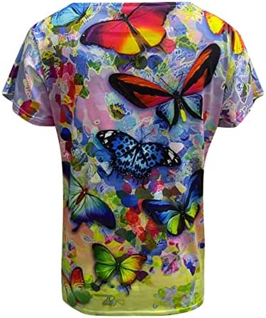 Dame duboko V izrez pamuk leptir slikarska cvjetna grafička gornja majica za teen djevojke Ljeto jesen 5i 5i