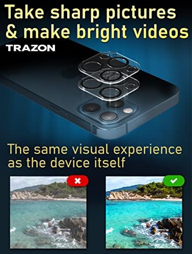 Trazon 3 Paket zaštitnik ekrana vrhunski kvalitet kompatibilan za iPhone 12 Pro Max sa 2 paketa Kamera