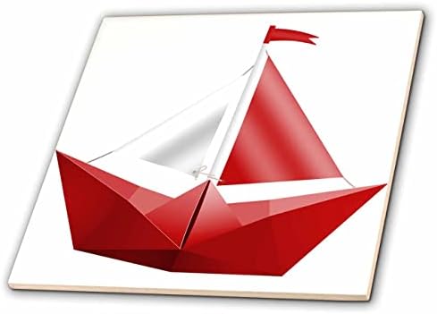 3Droza slatke ilustracije - slatka ilustracija jedrilice sa crvenim i bijelim papirima - pločice