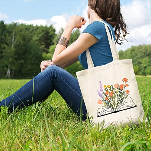 Kimoli platnena estetska torba za žene sa unutrašnjim džepnim torbama za školske knjige torba za kupovinu preko ramena za višekratnu upotrebu torbe za namirnice