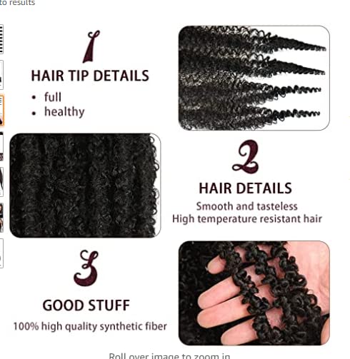 3 pakovanja Springy Afro Twist Hair 10 inča 1b unaprijed odvojena kratka Kinky Twist kose za pletenice Marley Twist pletenica za kosu meka sintetička kukičana za nevolje za žene Proljeće za žene za žene, 1b)