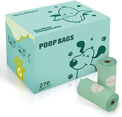 Noodoky Pas torbe, certificirane kompostiranje doggy otpadnih vrećica, nepropusno mirisno puppe, 270 vreća