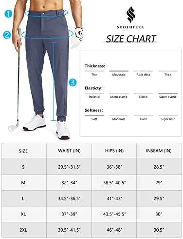 Soothfeel muške Golf Joggers hlače s 5 džepova uske rastezljive trenirke za trčanje putne
