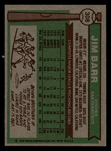 Baseball MLB 1976 TOPPS # 308 Jim Barr Ex Odlični divovi