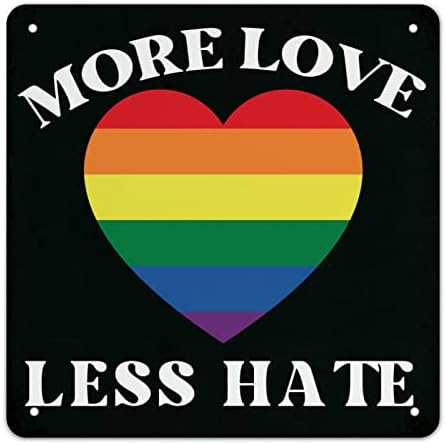 Ljubav Equapety Rights LGBTQ Rainbow Aluminijski Metalni znak Više Ljubav manje mržnje Rainbow Heart znakovi