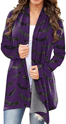 Ženska halloween casual bluza za životinje Mačka Print Cardigan kaput dugi rukavi Funny Otvoreni prednji kardigan košulja
