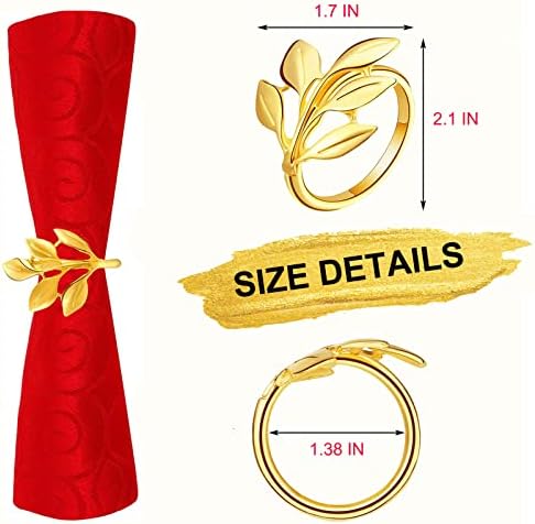 20pcs zlatni list prsten za salvete božićne prstenove salveta, elegantni držači prstena za salvete za vintage