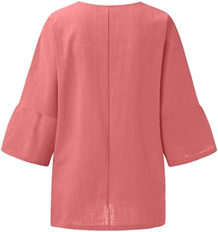 Amikadom Pink Basic Bruch Bluze za dame Ljeto jesen 3/4 Bell rukava Crewneck Lanseo labav fit bluza tinejdžerka 2023 odjeća L