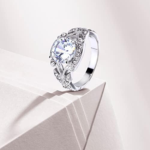 Okrugli prsten Vintage Blue Diamond Ring Diamond Ring Gemstone prsten Poklon prsten Veliki oblik Big Saphire Ring RingDiamond Rings Women Prstenje veličine 7