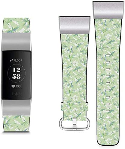 Kompatibilan sa Fitbit Charge 4, Charge 3, Charge 3 SE-zamjena kožna narukvica sat traka narukvica Narukvica za muškarce i žene-Dragonflies Lace Dizajn krila njihova