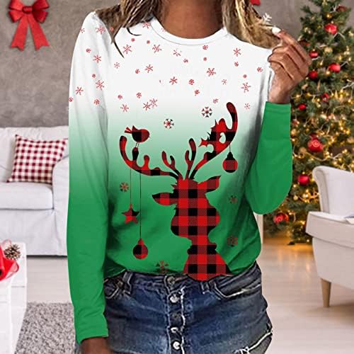 Zimske košulje za žene za žene COWL vrat Božićni print Pulover casual plus veličina ženska jesenska odjeća