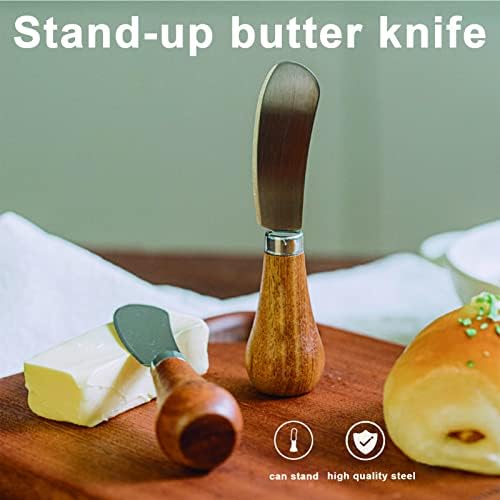 VYOFLA slatki stojeći nož za puter - [2023 novo] rasipač sira od nerđajućeg čelika - Mini strugač za puter sa drvenom ručkom - nož za mazanje za sir, džem, puter, tost od sendviča