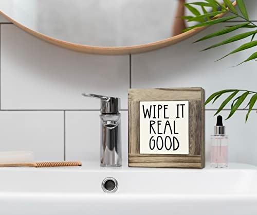 RUSTIC COPLANY Drveni ploča, obrišite IT stvarno dobro, smiješno kupatilo Décor sit, majica drvenih plaketa,