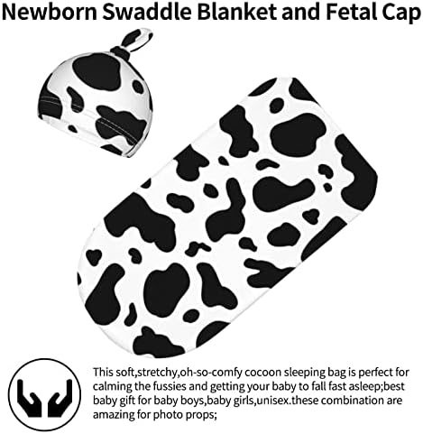 Kravlji Print novorođenče Swaddle ćebad kape Setovi mekanih i rastezljivih beba koje primaju ćebe Swaddle torba za Baby Shower poklon za dječaka i djevojčicu