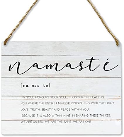 Joga Meditacija Zidna umjetnost Namaste Definicija Drvena ploča Drveni viseći znak za kućni dnevni boravak Office Wall Décor 8x10 inča