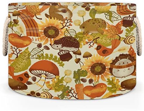 Jesenji jeseni suncokret jesen velike okrugle košare za skladištenje rublja košare sa ručicama sa