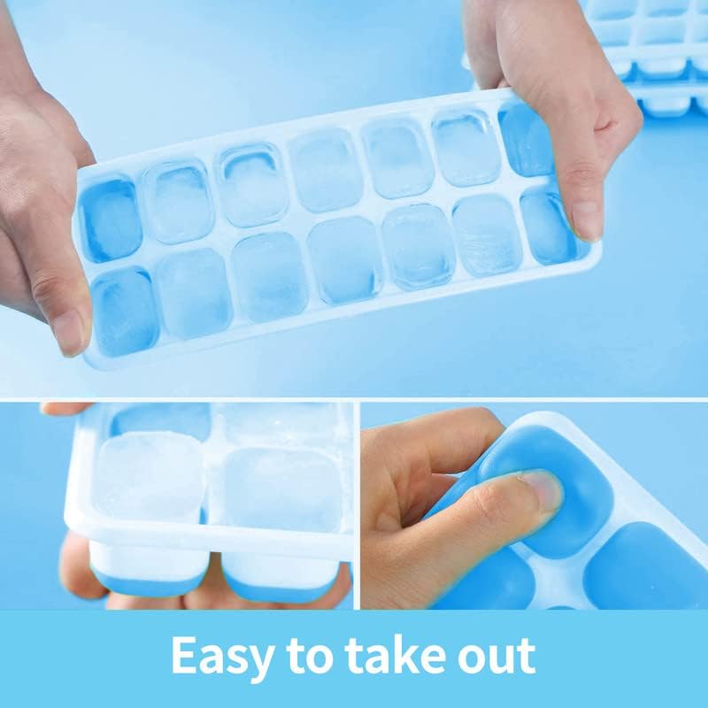 VEHHE kalupi za kocke leda silikon, posude za kocke leda sa poklopcem, kvadratni kalupi za kocke leda,kvadratni Silikonski posude za kocke leda sa poklopcem koji se može skinuti,fleksibilni 14-posude za kocke leda za koktel, zamrzivač