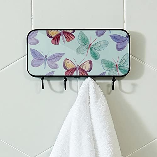 Šareni leptir print kaput nosač zida, ulazni kaput nosač sa 4 kuka za kapute kaputi za ručnik torbica haljina kupaonica u kupaonici dnevni boravak