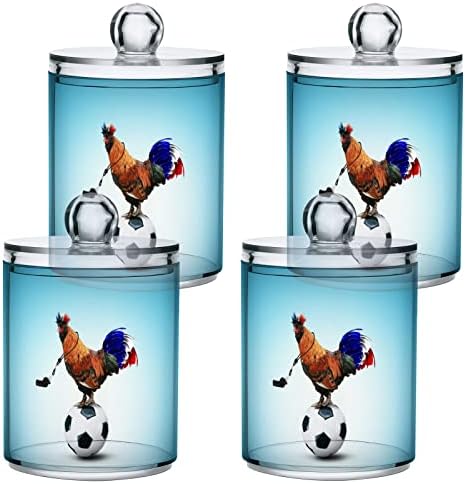 Yyzzh French Cololos Rooster Gamecock Piletina na Soccer 4 Pack Qtip Holder za pamuk Swab Ball