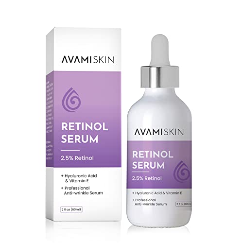 Avami Retinol Serum za lice - 2,5% Retinol Serum za lice sa hijaluronskom kiselinom & Vitamin E - hidratantni, podmlađujući & učvršćujući Serum protiv bora za mrlje, tamne tačke, promjenu boje, Fine linije-2 Fl oz