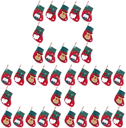 PRETYZOOM 36 kom pokloni Santa sob vrata torbica Ornamenti torba prozor poslastica s Patterns Storage crveni ukrasi kuća za odmor poklon kamin držač Flatware Mini Socks Silverware Candy torbe