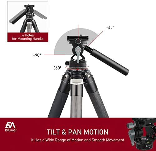 Lagana mini tekućina Video s stativom, evumo 360 ° Panoramski kompaktni videozapis kamere za teleskop sa stativom DSLR kamkorderom, sa brzim pločama za otpuštanje i odvojiva ručka, maksimalna opterećenja 8.8lbs / 4.0kg