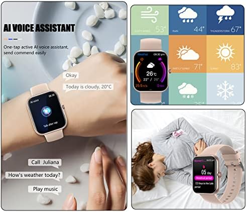 Geelyda Smart Watch za žene, 1,83 '' Smart Watch za Android i iOS telefone kompatibilni sa tekstom i pozivaju AI Otkucaja srca, spavanje, kisik u krvi, po ružičastih kisika