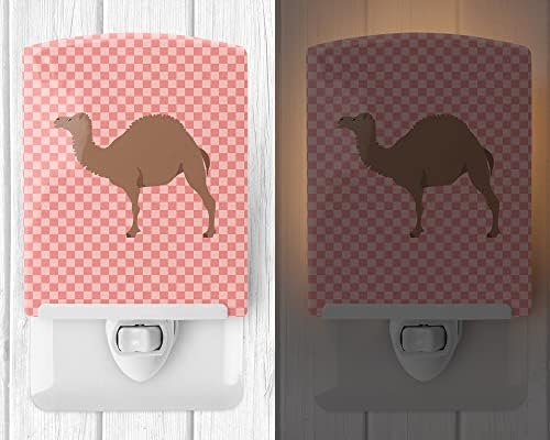 Caroline's Treasures BB7819CNL F1 Hybrid Camel Pink Check Ceramic Night Light, kompaktan, ul-certificiran, idealan za spavaću sobu, kupatilo, rasadnik, hodnik, kuhinju,