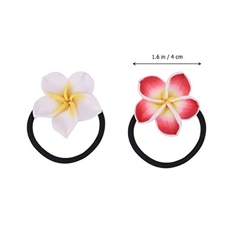 Lurose Plumeria vezice za kosu 24kom Meki keramički prsten za kosu šareni cvijet konop za kosu Havajski cvijet